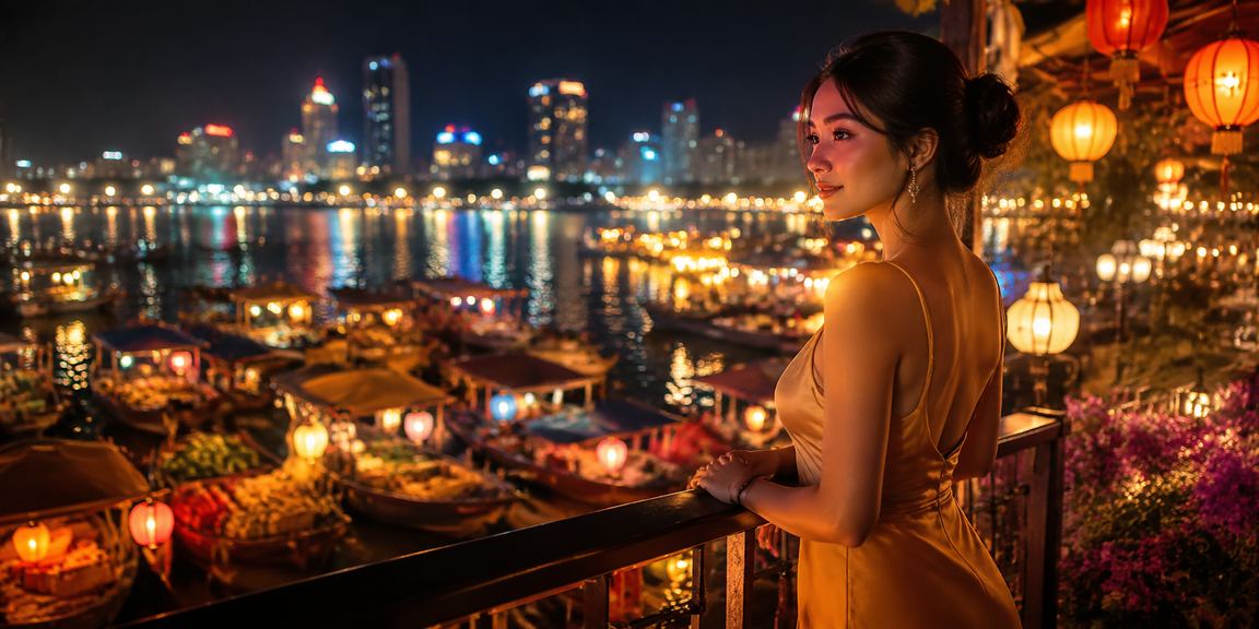 Cảnh thành phố Nha Trang về đêm với đèn chớp các hoạt động cá cược